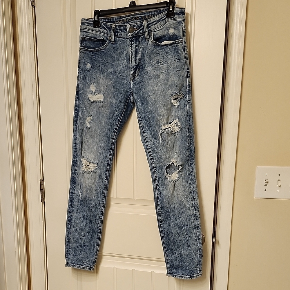 American Eagle Outfitters Blue Skinny Jeans Distressed